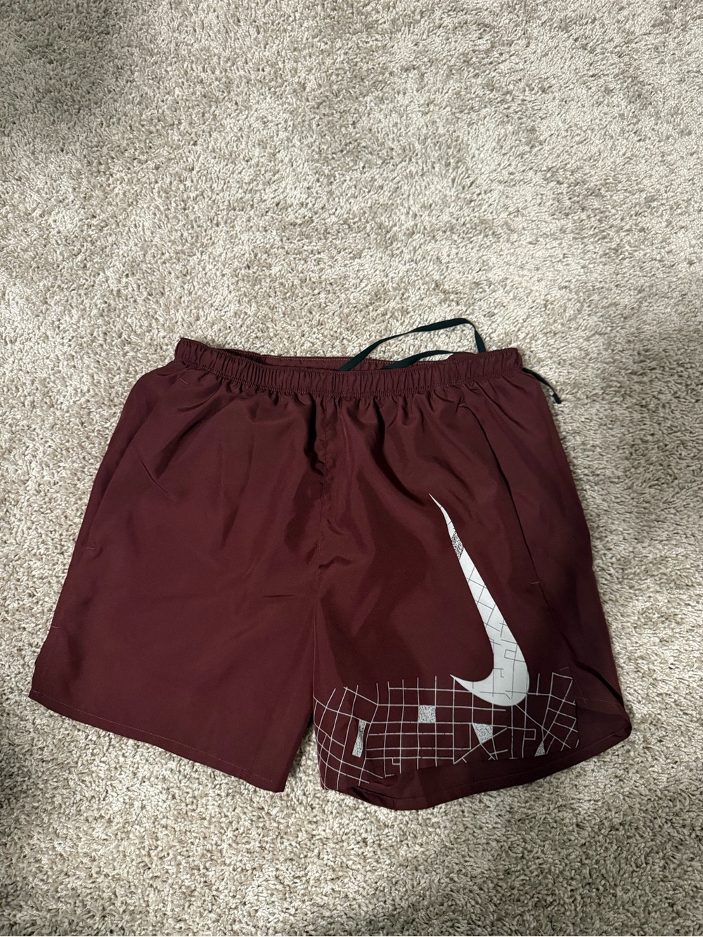 Nike Maroon Dri-FIT Shorts with White Swoosh